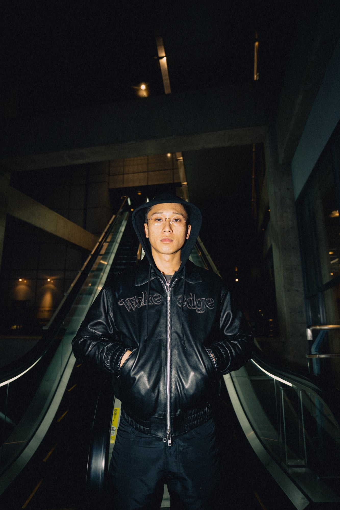 Leather Tech Bomber Jacket