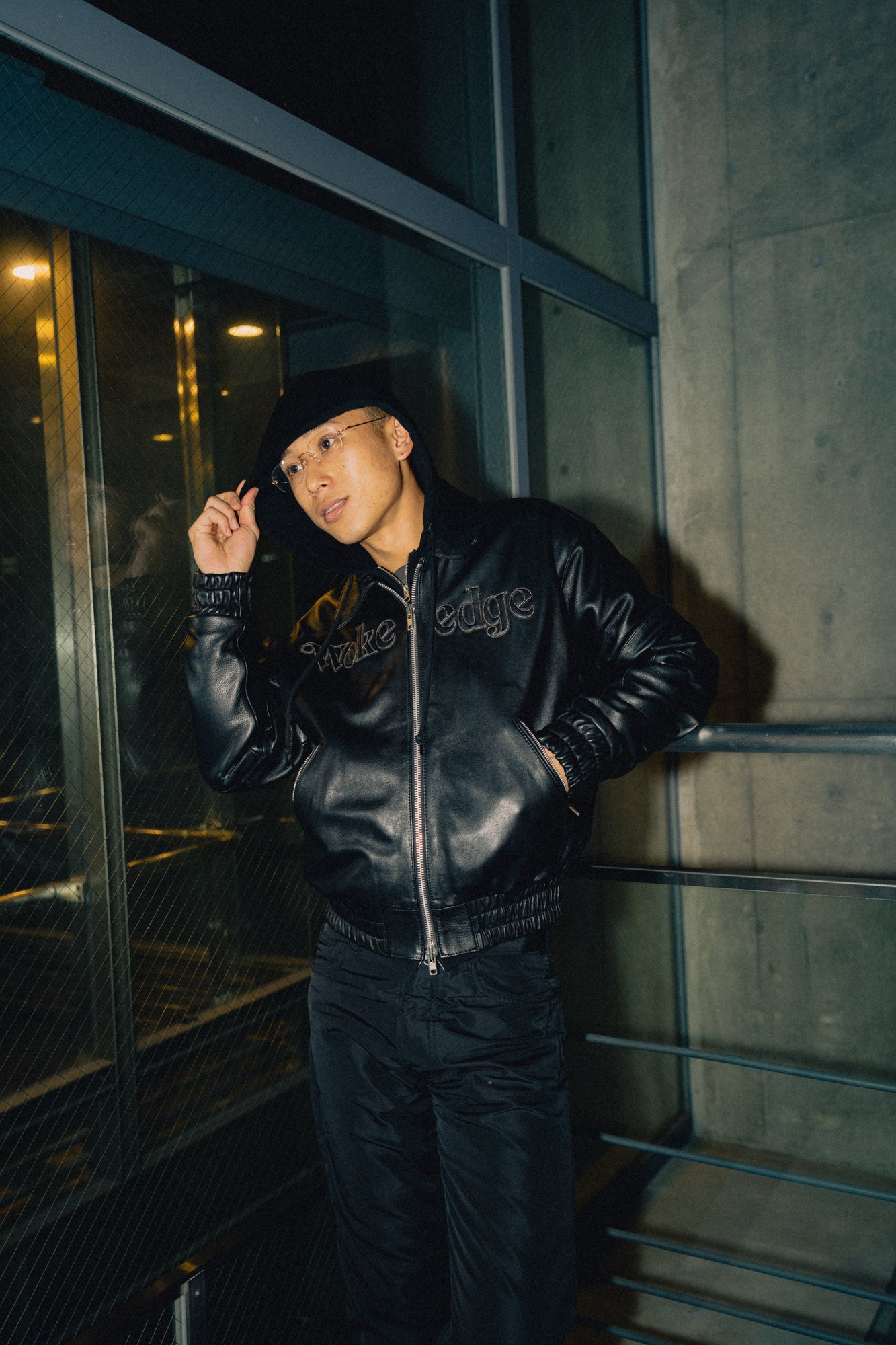 Leather Tech Bomber Jacket