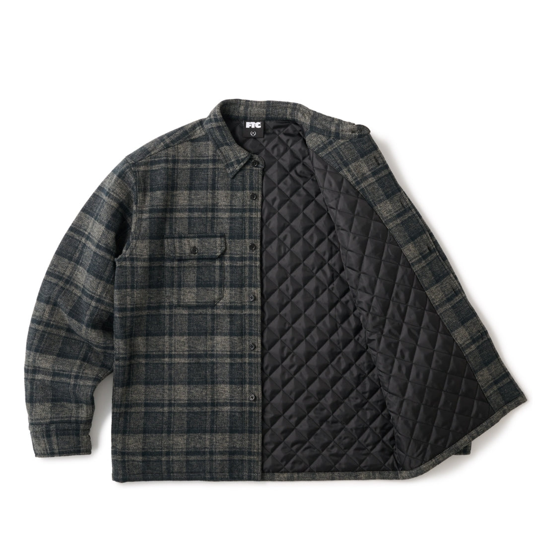 QUILTED LINED PLAID NEL SHIRT