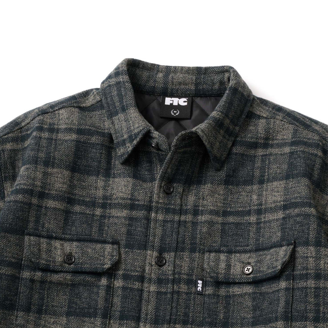 QUILTED LINED PLAID NEL SHIRT