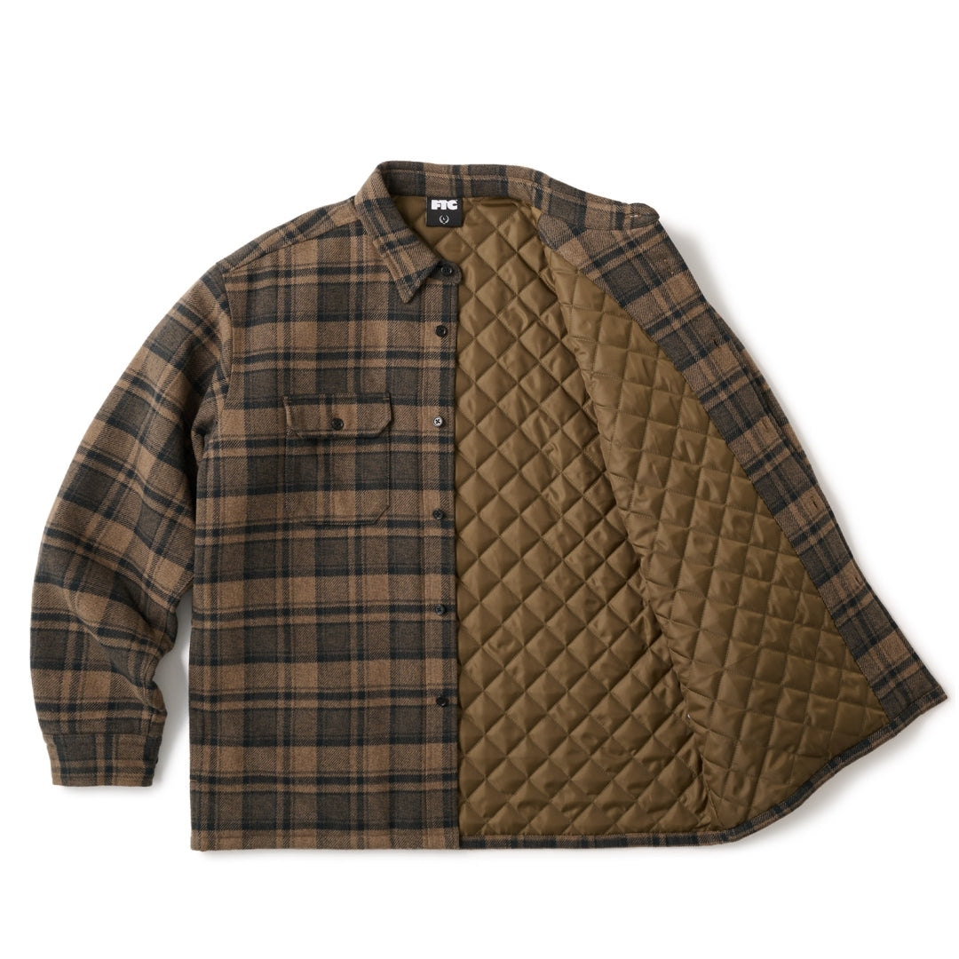 QUILTED LINED PLAID NEL SHIRT