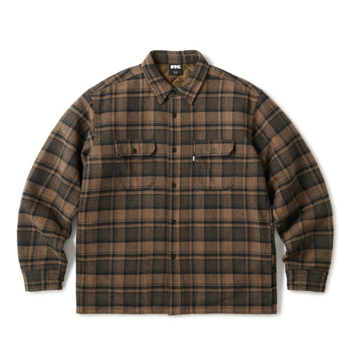 QUILTED LINED PLAID NEL SHIRT