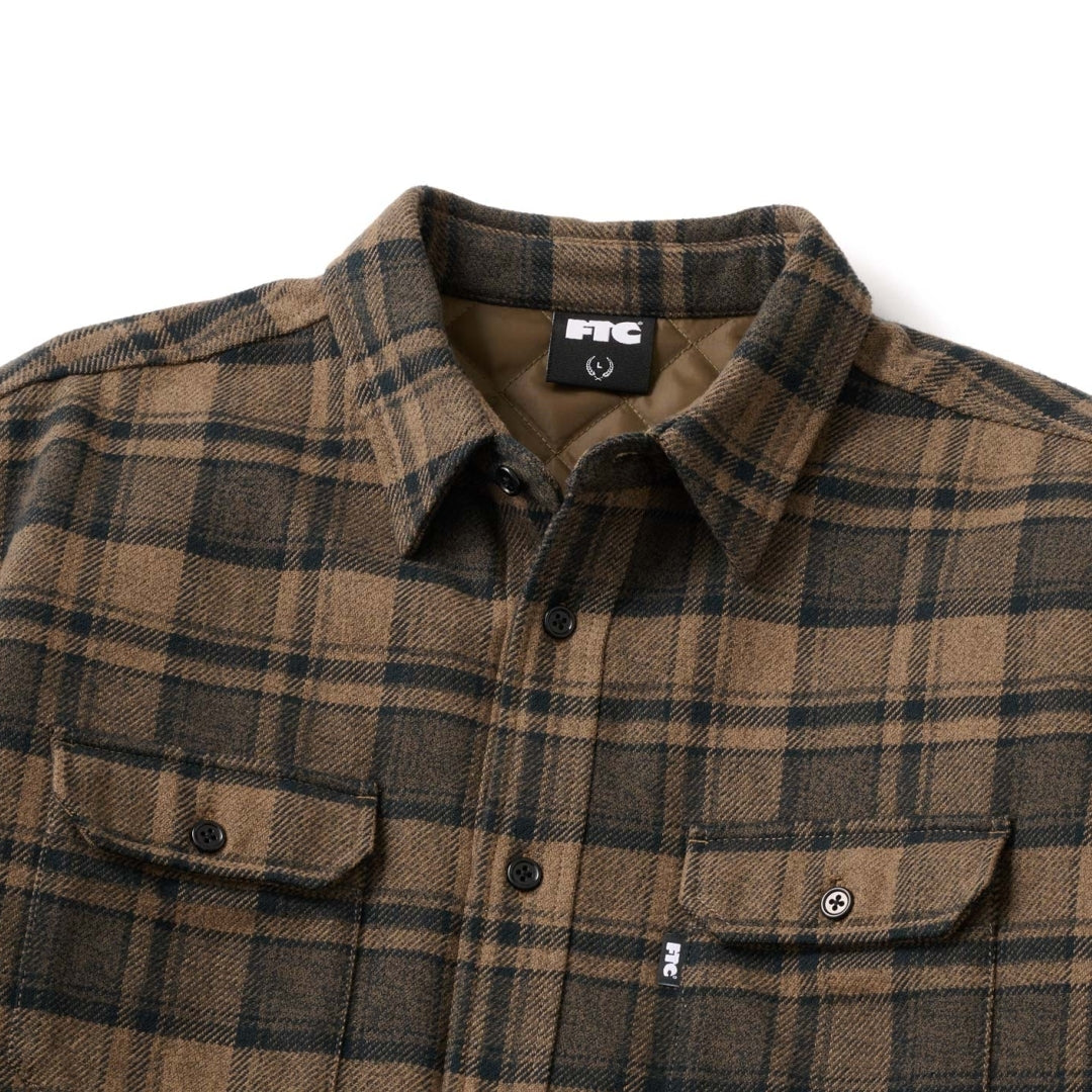 QUILTED LINED PLAID NEL SHIRT