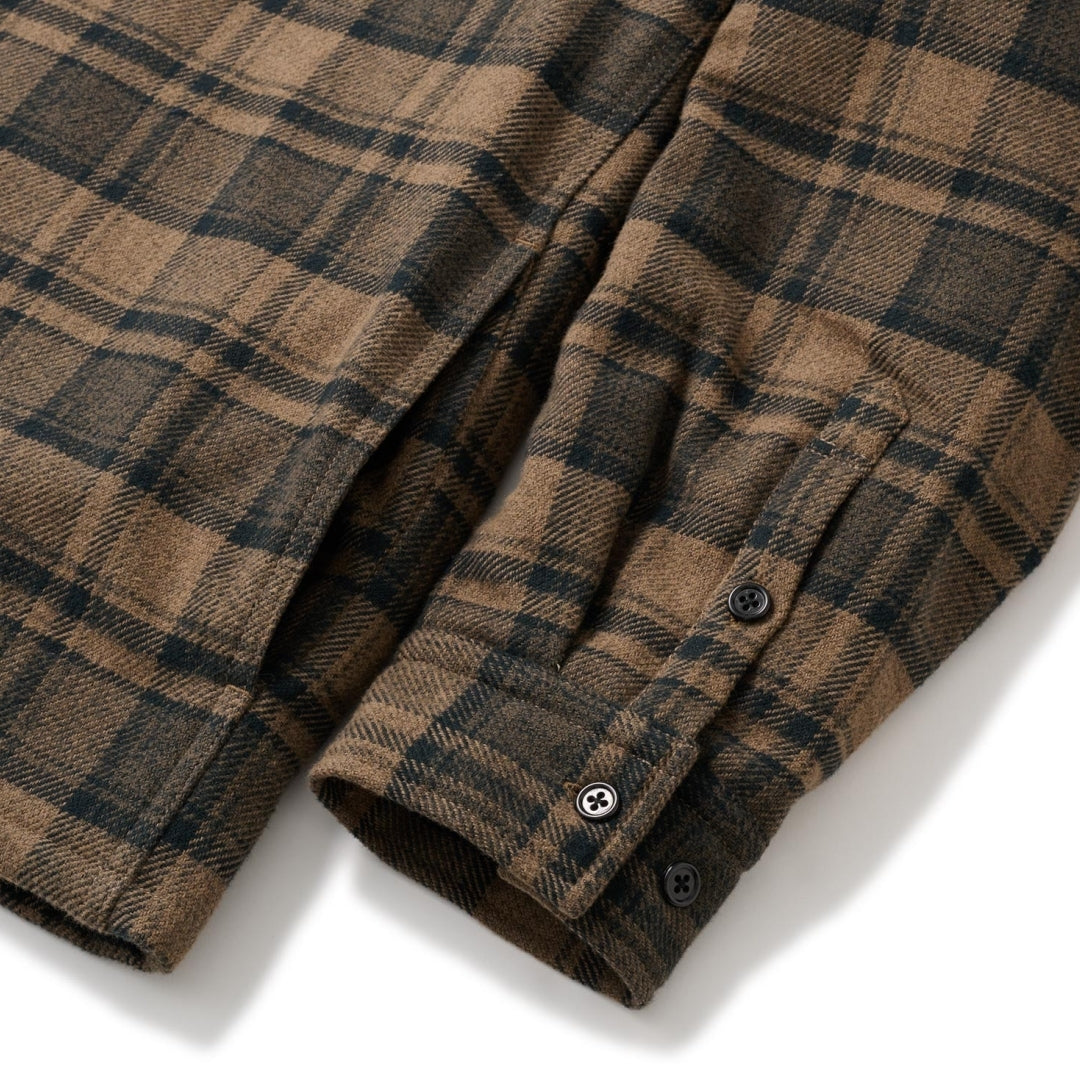 QUILTED LINED PLAID NEL SHIRT