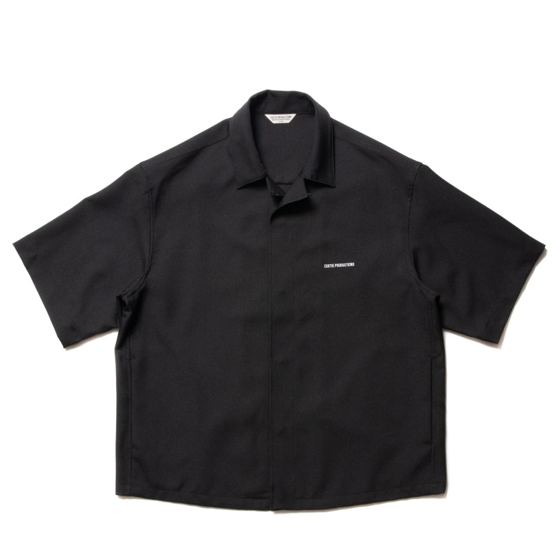 COOTIE Polyester Twill Fly Front S/S Shirt (BLACK) クーティーの