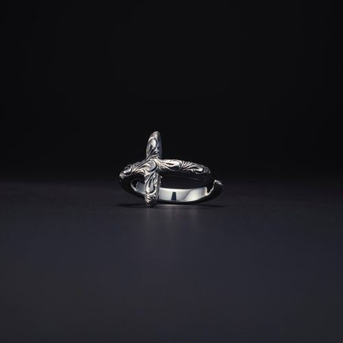 Engraved Cross Ring